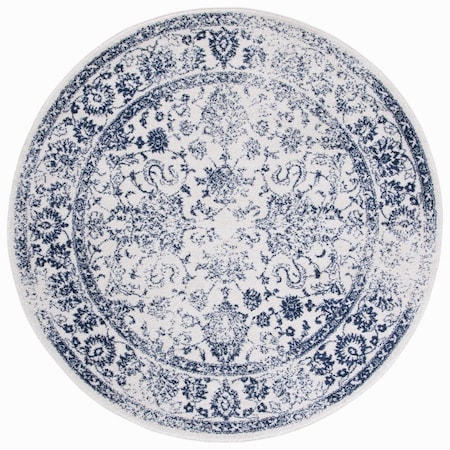 Safavieh 6 x 6 ft. Adirondack Power Loomed Round Area Rug; Ivory & Navy ADR109M-6R
